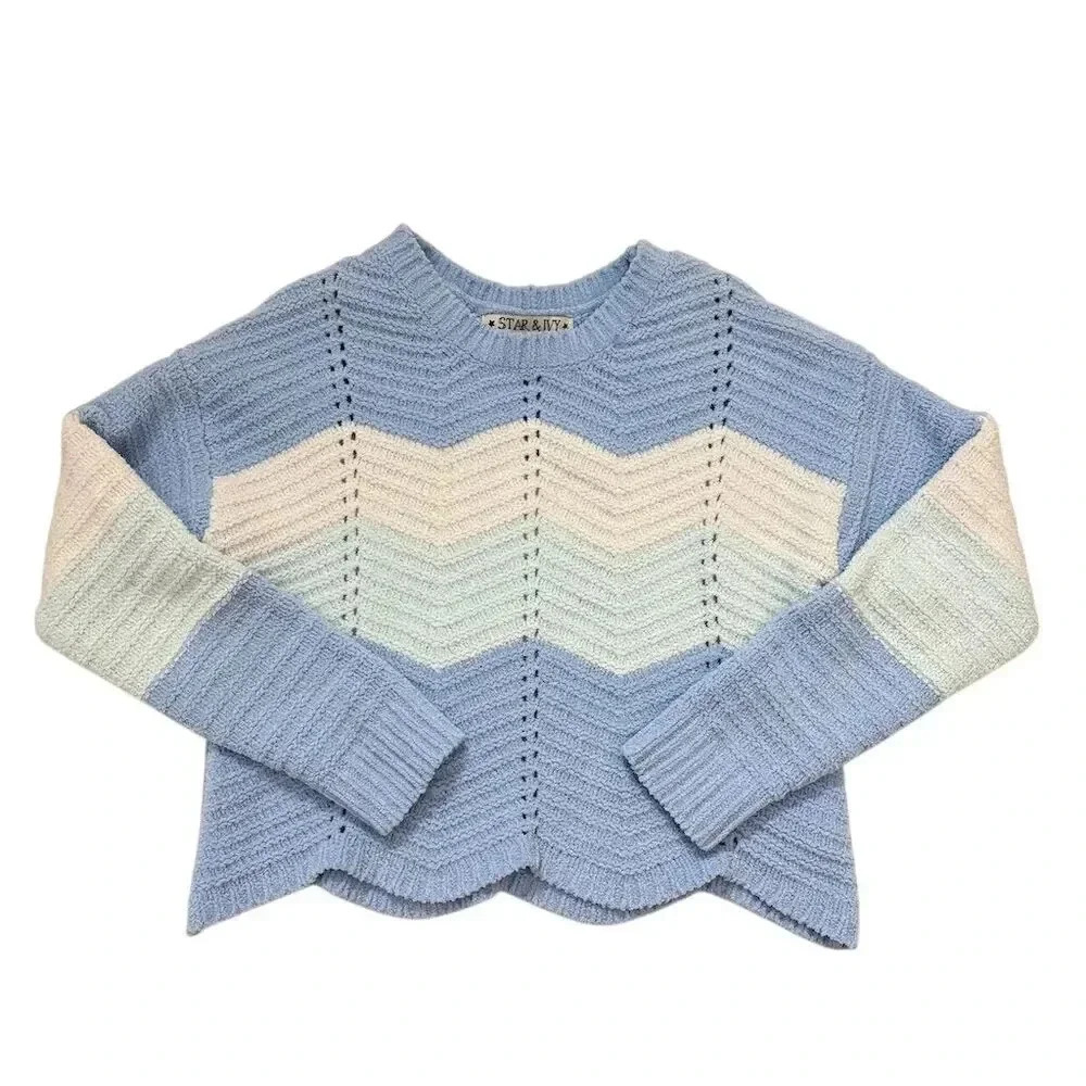 Star & Ivy Girls Chevron Knit Sweater Colorful Pullover Size 10/12